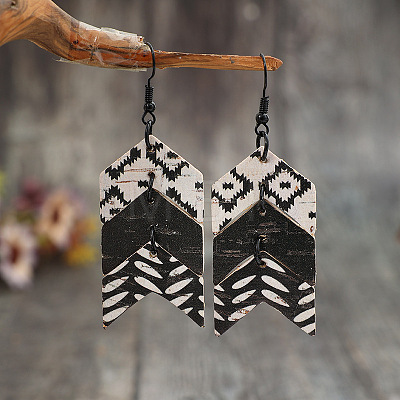 Wood Dangle Earrings for Women FS-WGE82AD-01-1