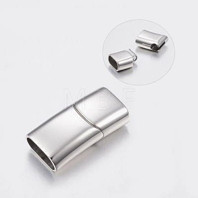 Rectangle Smooth Surface 304 Stainless Steel Magnetic Clasps with Glue-in Ends STAS-I037-33-1