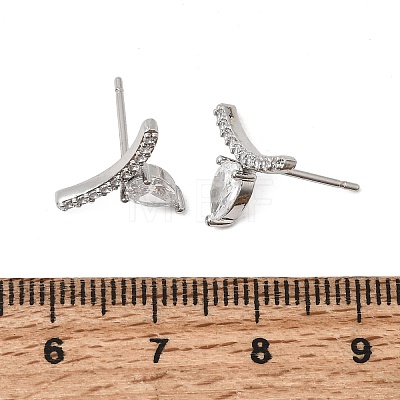 Brass Micro Pave Cubic Zirconia Stud Earrings EJEW-G471-14P-01-1