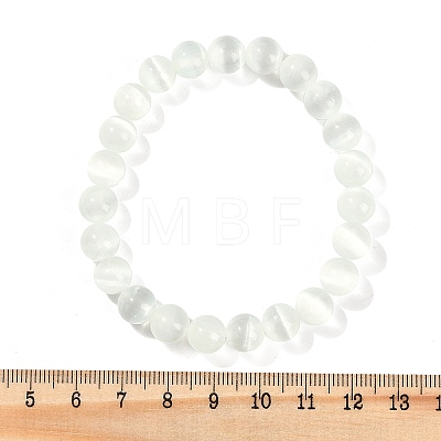 Dyed Natural Selenite Round Beaded Stretch Bracelets for Women G-U005-02J-1