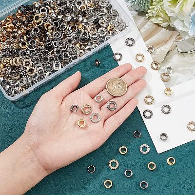  300 Sets 3 Colors Brass Rhinestone Grommet Eyelet Findings DIY-NB0007-68-1