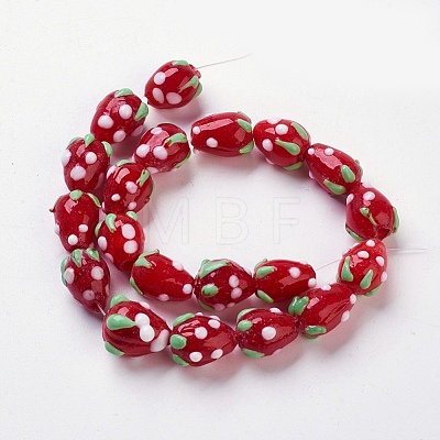 Handmade Lampwork 3D Strawberry Beads X-LAMP-R109A-15-1
