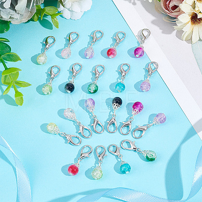   100Pcs Crackle Glass Beads Pendant Decorations HJEW-PH0001-54-1