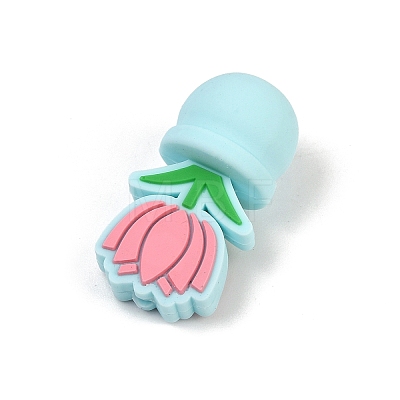 Flower Food Grade Silicone Focal Beads SIL-A011-03B-02-1