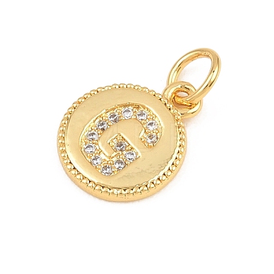Brass Micro Pave Clear Cubic Zirconia Charms CU-CBA56CE-12G-G-1
