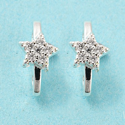 Rack Plating Brass Micro Pave Clear Cubic Zirconia Connector Charms KK-F864-04S-1