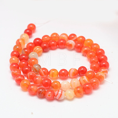 Natural Striped Agate/Banded Agate Bead Strands X-G-K155-A-6mm-05-1