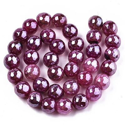 Electroplate Natural Agate Beads Strands G-T131-55-09-1