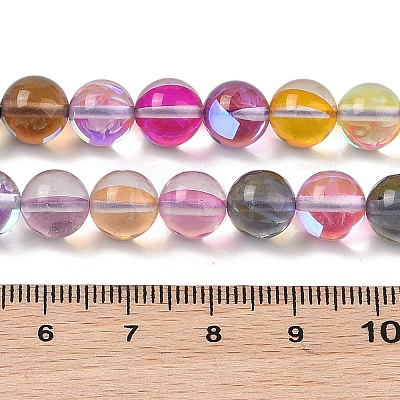 Electroplated Synthetic Moonstone Beads Strands G-C131-A01-02-1