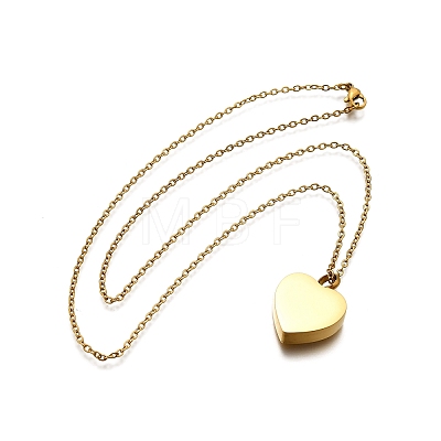 304 Stainless Steel Heart Cinerary Casket Pendant Necklaces NJEW-V002-02G-1