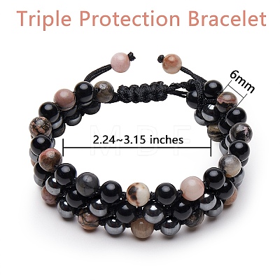 Stone Braided Bead Bracelets for Men Women BJEW-SW00002-04-1