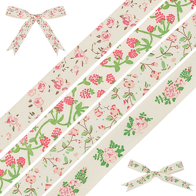 4Bags 4 Colors Printed Artificial Silk Ribbons OCOR-MA0001-82A-1