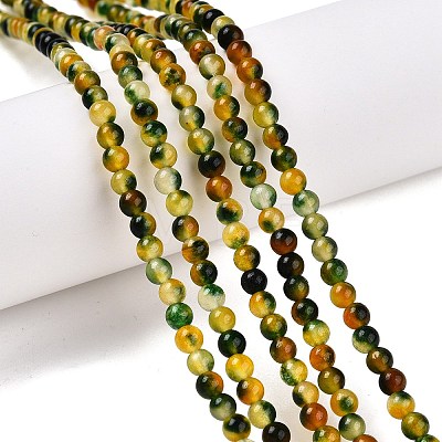 Dyed Natural White Jade Beads Strands G-T140-4mm-A14-1