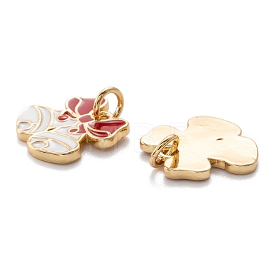 Real 18K Gold Plated Brass Enamel Charms KK-A154-13G-1