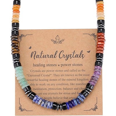 Chakra Natural Mixed Stone Heishi Beaded Necklaces MA5809-1-1