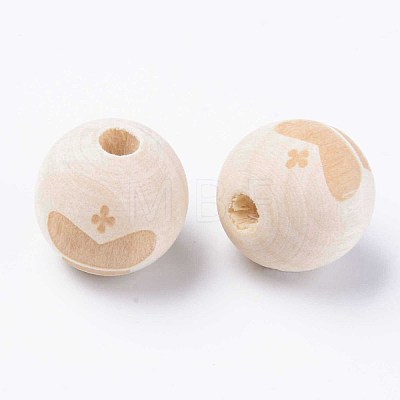Unfinished Natural Wood European Beads WOOD-S057-002A-1