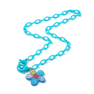 Transparent Acrylic Flower Pendants Necklaces NJEW-JN03521-04-1