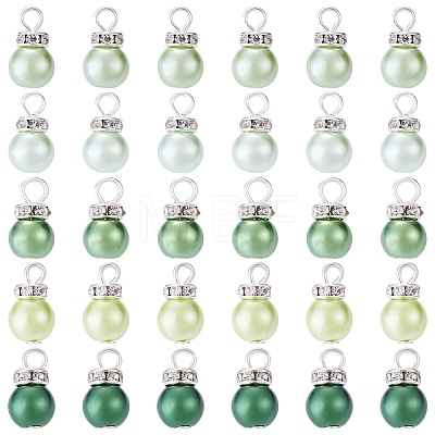 70Pcs 5 Colors Glass Pearl Pendants PALLOY-TAC0320-1