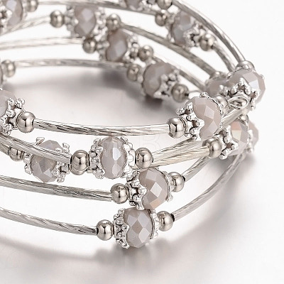 Five Loops Wrap Glass Beads Bracelets BJEW-JB01962-02-1