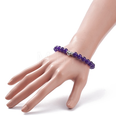 7Pcs 7 Color Natural Malaysia Jade(Dyed) Stretch Bracelets Set with Alloy Hangers BJEW-JB08133-1