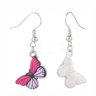 Two Tone Butterfly Dangle Earrings for Women EJEW-JE04807-1