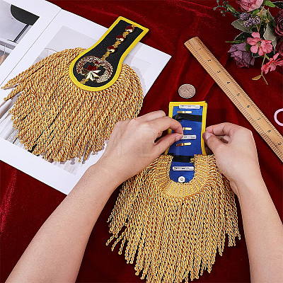 Polyester Tassel Epaulettes AJEW-WH0481-520C-1