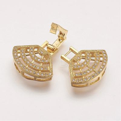 Brass Micro Pave Cubic Zirconia Fold Over Clasps ZIRC-F047-17G-1