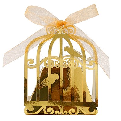 Hollow Birdcge Shaped Paper Candy Gift Packaging Boxes with Ribbon PW-WG9514E-04-1