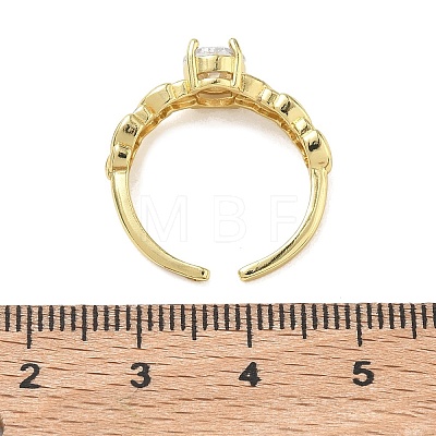 Brass Pave Clear Single Cubic Zirconia Cuff Open Rings RJEW-H268-01G-1