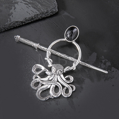 Tibetan Style Alloy Octopus Hair Sticks PW-WG3AEA5-02-1