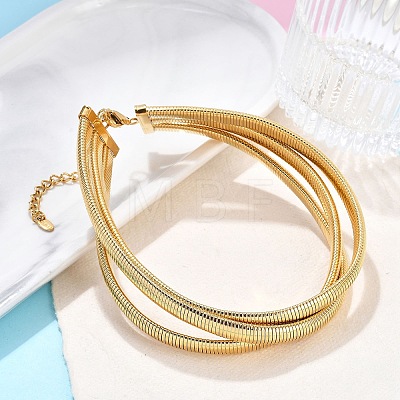 304 Stainless Steel 3-Strand Snake Chain Necklaces for Women NJEW-B122-02G-1