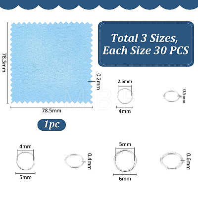 3 Styles 925 Sterling Silver Open Jump Rings STER-UN0001-22B-1