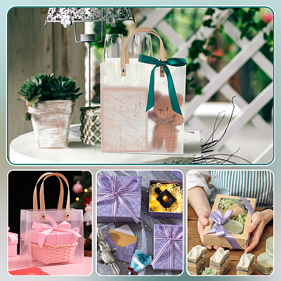 Transparent Frosted PVC Plastic Gift Tote Bags with Green Ribbon LS-ABAG-WH0048-68A-1