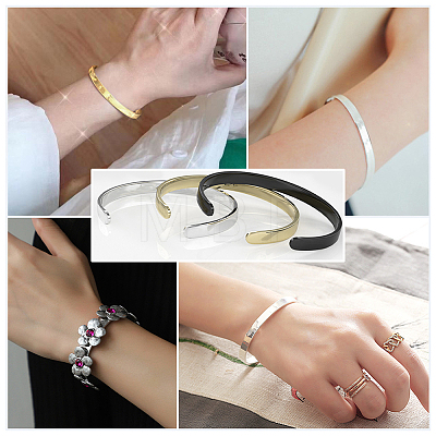 304 Stainless Steel Bangle Blank Strips MAK-WH0016-02B-G-1