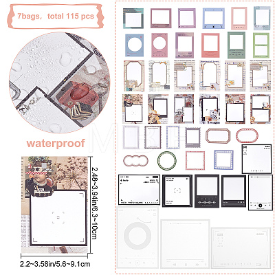 7 Themes PET Plastic Waterproof Self-Adhesive Stickers Sets DIY-CP0007-50-1