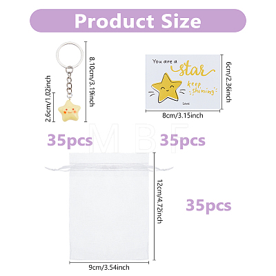 35Pcs Resin Star Keychains KEYC-DC00067-1