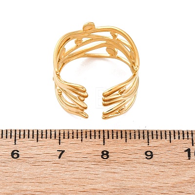 304 Stainless Steel Hollow Wide Cuff Rings for Women RJEW-F175-03G-04-1