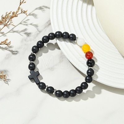 Synthetic Turquoise & Natural Carnelian & Obsidian & Dyed Malaysia Jade Beaded Stretch Bracelets for Women BJEW-JB14051-01-1