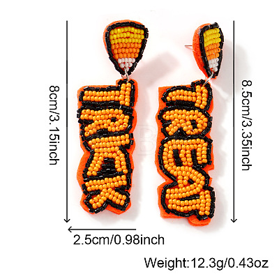 Halloween Handmade Glass Seed Beads Dangle Stud Earrings WA9568-1-1