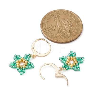 Star Glass Seed Braided Dangle Earrings EJEW-MZ00105-1
