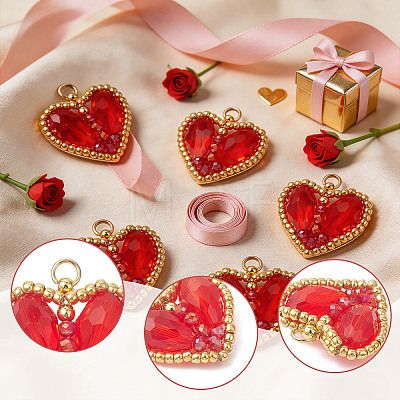 5Pcs Glass Pendants PALLOY-SZ00068-1