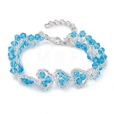 Heart Glass Seed Beaded Bracelets for Women BJEW-JB10268-1