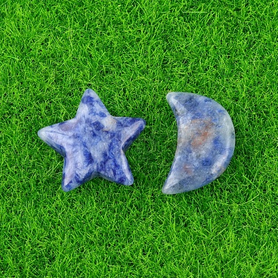 Natural Blue Spot Jasper Healing Moon & Star Ornaments X1-PW-WG13036-02-1