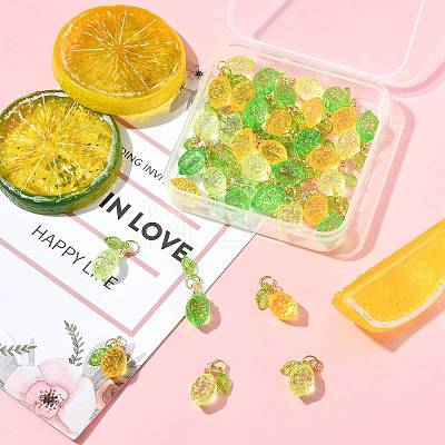 36Pcs 3 Colors Lemon Acrylic Pendants PALLOY-FS00059-02-1