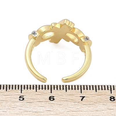 Brass Micro Pave Cubic Zirconia Open Cuff Ring for Women RJEW-F177-03GP-13-1