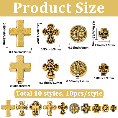 100Pcs 10 Styles Tibetan Style Alloy Beads FIND-SC0023-75-1