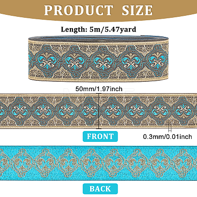 Ethnic Style Embroidery Polyester Ribbons OCOR-WH0077-32-1