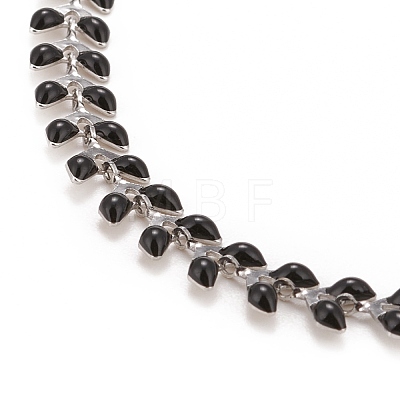 Enamel Wheat Link Chain Necklace NJEW-P220-02P-1