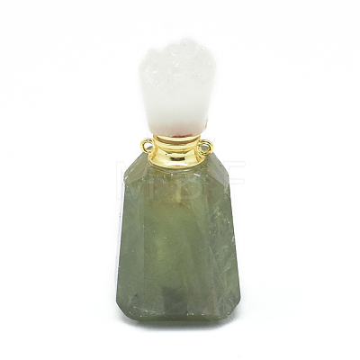 Faceted Natural Prehnite Openable Perfume Bottle Pendants G-E556-04K-1