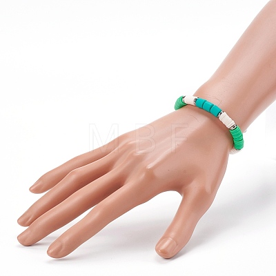 Handmade Polymer Clay Heishi Beaded Stretch Bracelets BJEW-JB06144-02-1